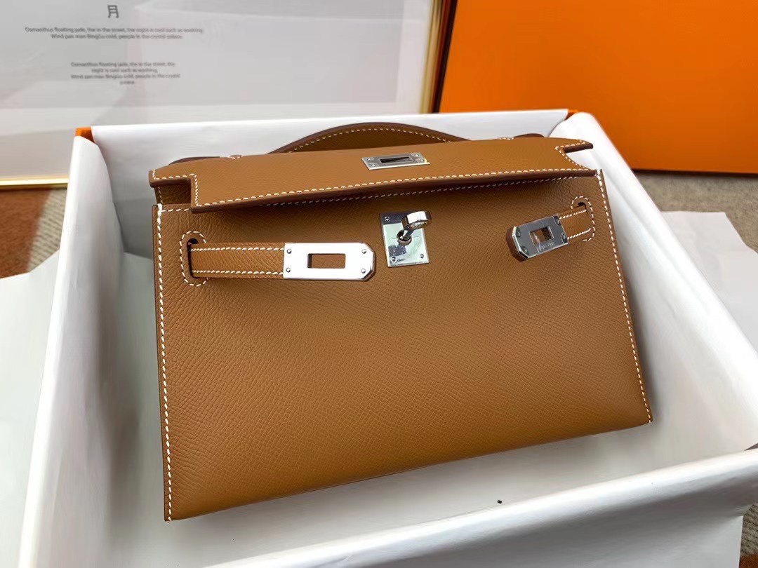 에르메스 미니 켈리백22 골드브라운 은장